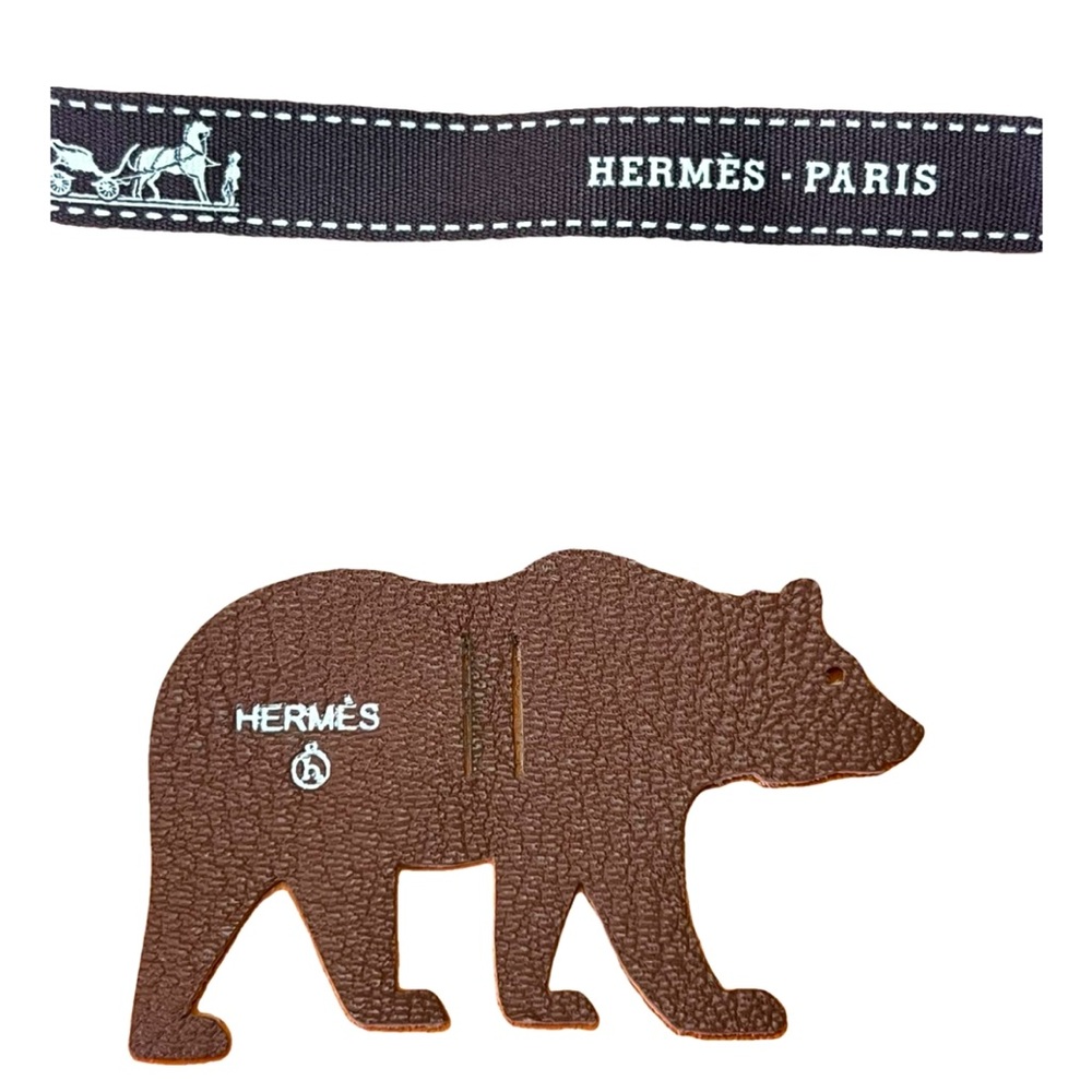 Hermes Bear Charm Brown. New w ribbon!